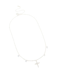 Silver Plated Cubic Zirconia Floating Cross Pendant Necklace - link has visual effect only