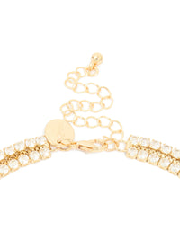 Gold Plated Cubic Zirconia Tennis Layered Necklace - link has visual effect only