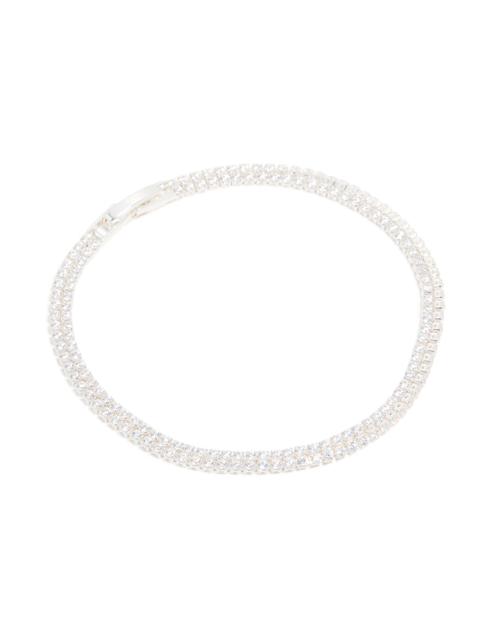 Silver Plated Cubic Zirconia Tennis Layered Bracelet
