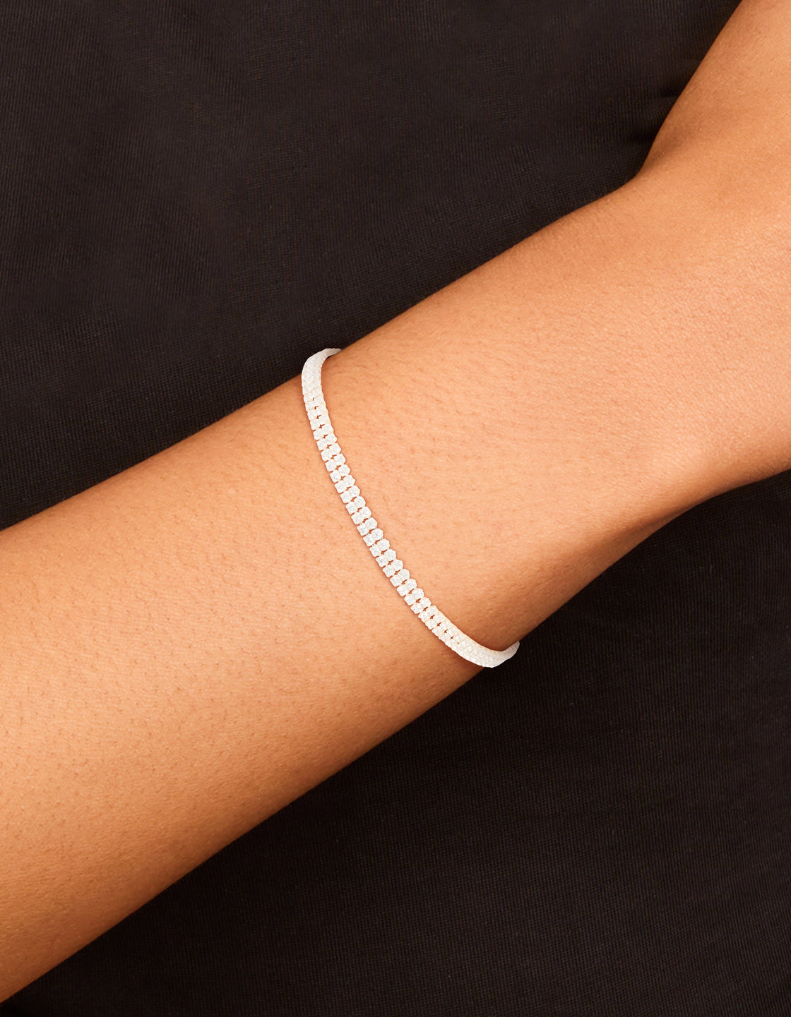 Silver Plated Cubic Zirconia Tennis Layered Bracelet