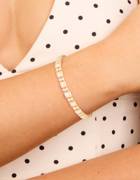 Gold Plated Cubic Zirconia Layered Bracelet - link has visual effect only