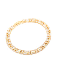 Gold Plated Cubic Zirconia Layered Bracelet - link has visual effect only