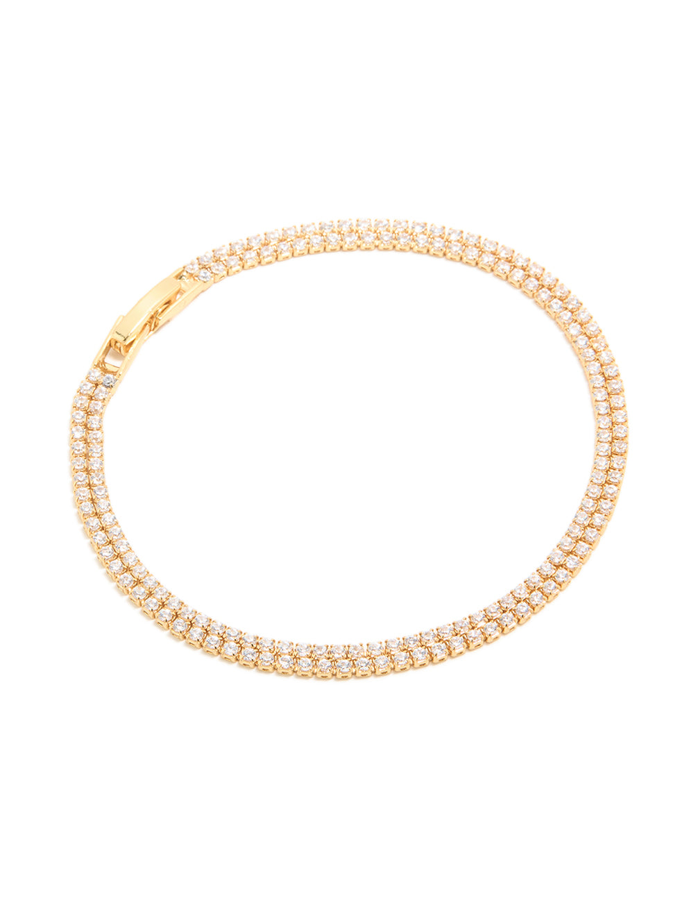 Gold Plated Cubic Zirconia Double Layered Tennis Bracelet