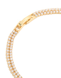 Gold Plated Cubic Zirconia Double Layered Tennis Bracelet - link has visual effect only