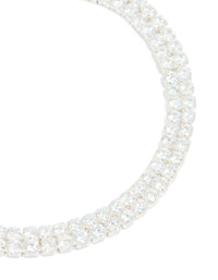 Silver Plated Cubic Zirconia Mini Toggle Bracelet - link has visual effect only