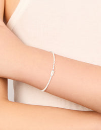 Silver Plated Cubic Zirconia Rectangular Tennis Bracelet - link has visual effect only