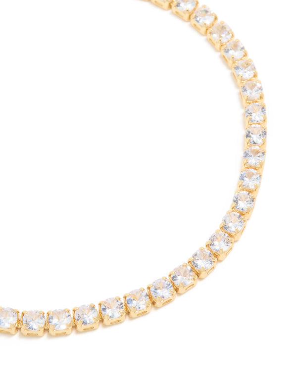 Gold Plated Cubic Zirconia Feminine Tennis Bracelet