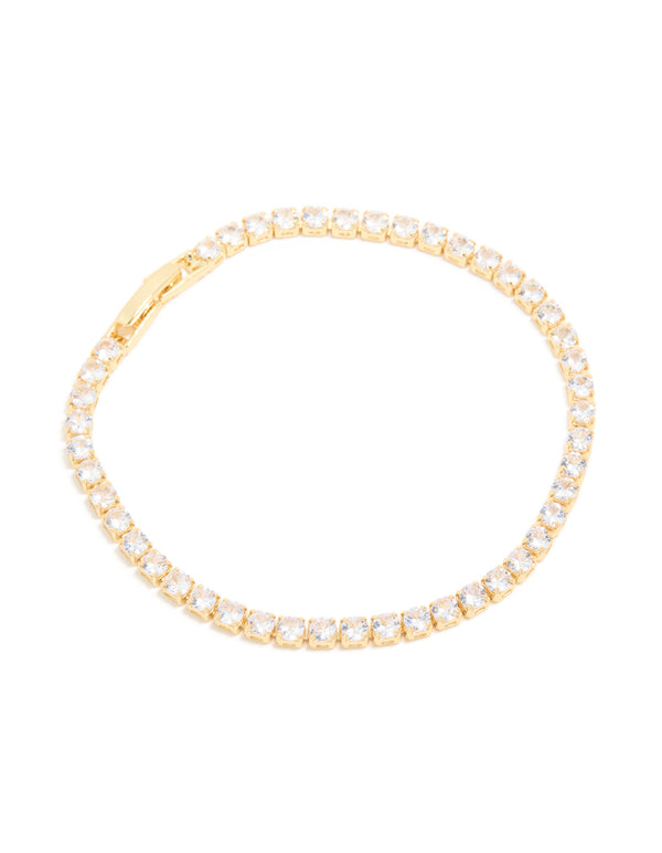 Gold Plated Cubic Zirconia Feminine Tennis Bracelet