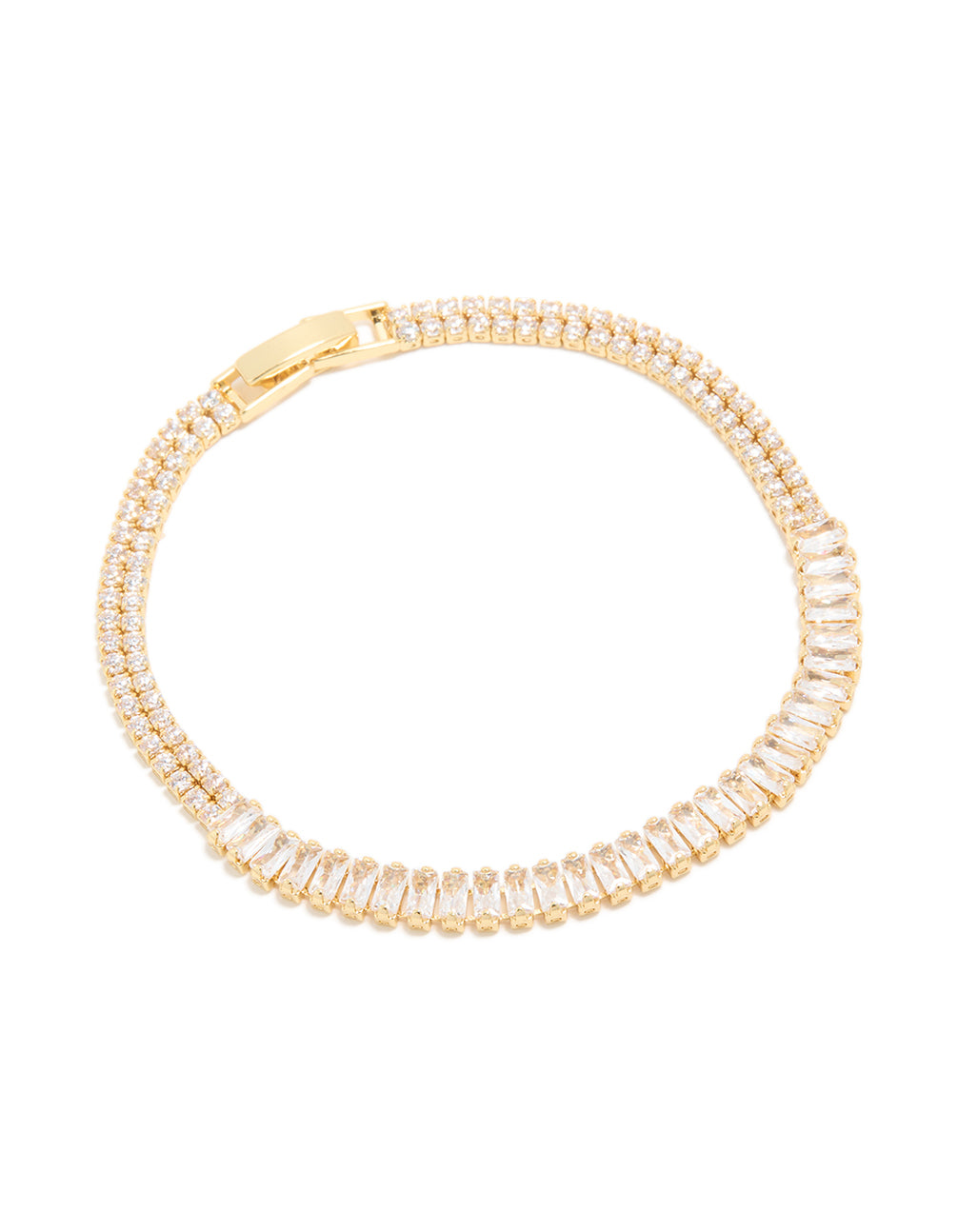 Gold Plated Cubic Zirconia Elegant Tennis Bracelet