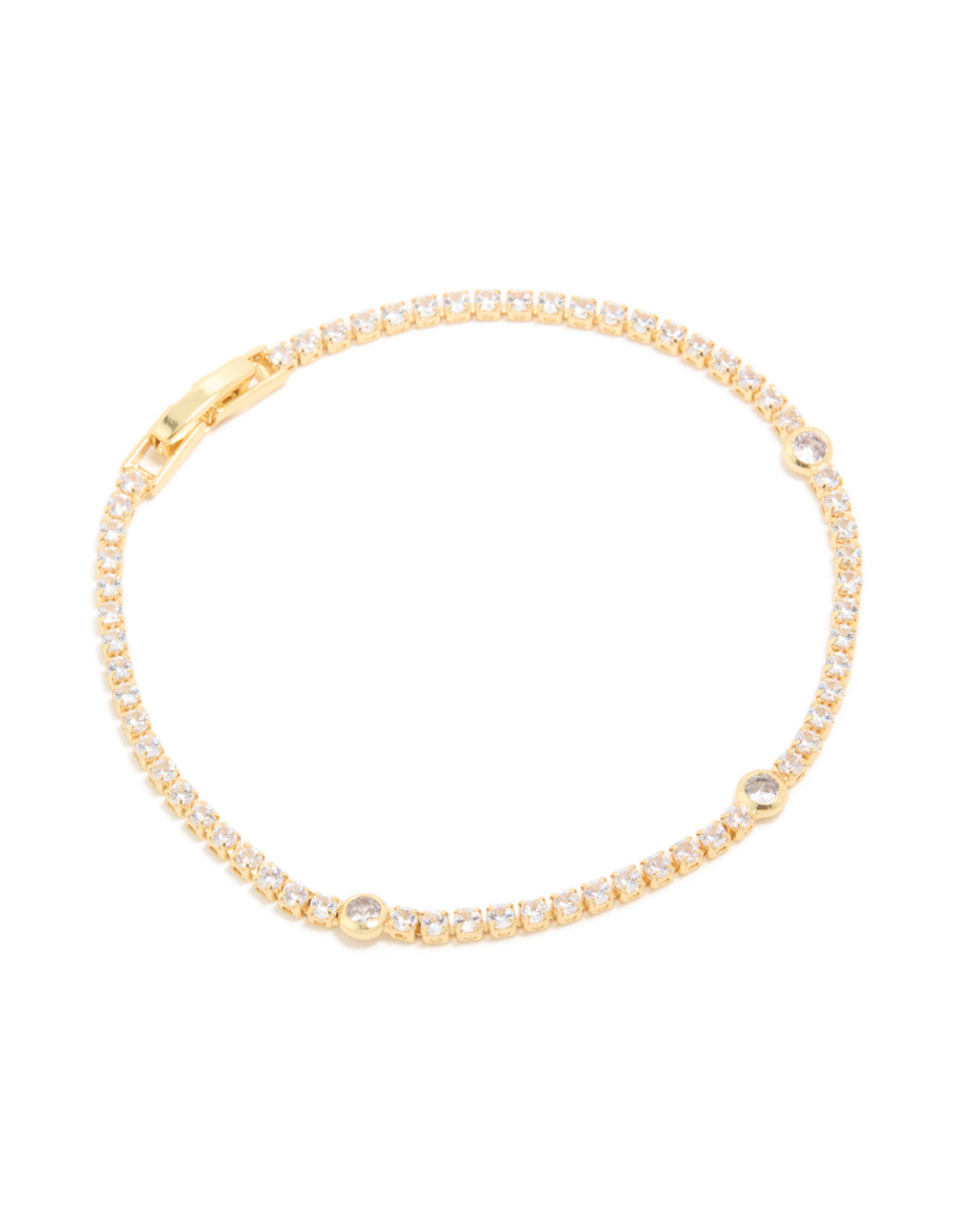 Gold Plated Circle Cubic Zirconia Tennis Bracelet