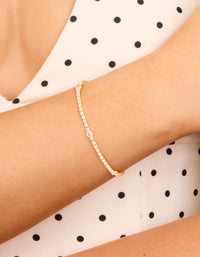 Gold Plated Circle Cubic Zirconia Tennis Bracelet - link has visual effect only