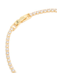 Gold Plated Circle Cubic Zirconia Tennis Bracelet - link has visual effect only