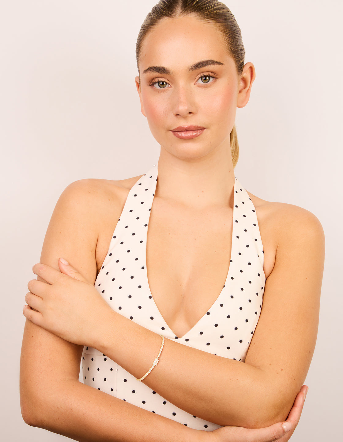 Gold Plated Cubic Zirconia Rectangular Centre & Tennis Bracelet