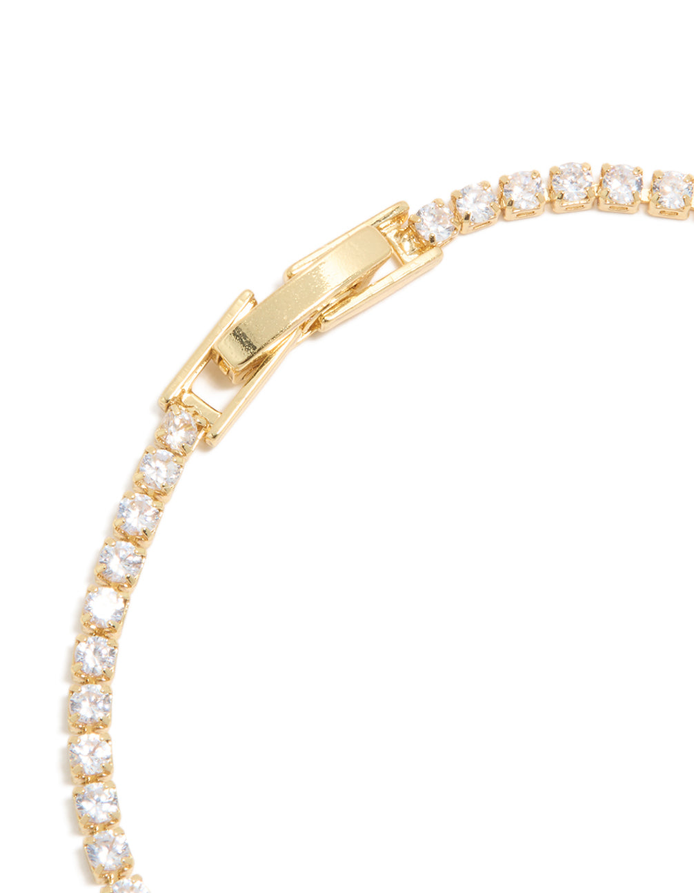 Gold Plated Cubic Zirconia Rectangular Centre & Tennis Bracelet