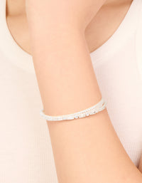 Silver Plated Cubic Zirconia Rectangle Layered Wrist Cuff - link has visual effect only