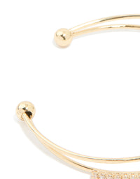 Gold Plated Cubic Zirconia Round Front Layered Wrist Cuff - link has visual effect only