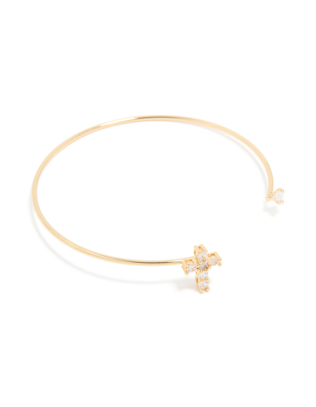 Gold Plated Cubic Zirconia Modern Cross Wrist Cuff