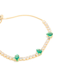 Gold Plated Emerald Cubic Zirconia Dazzling Toggle Bracelet - link has visual effect only