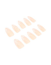 Pink Metallic French Tip Pearl Press On Nails 24-Set - link has visual effect only