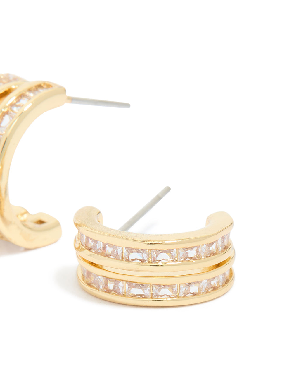 Gold Plated Cubic Zirconia Double Layered Hoop Earrings
