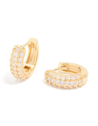 Gold Plated Cubic Zirconia Curved Small Huggie Earrings - link has visual effect only
