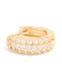Gold Plated Cubic Zirconia Curved Small Huggie Earrings - link has visual effect only
