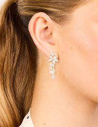 Gold Plated Cubic Zirconia Medium Flower Drop Earrings - link has visual effect only