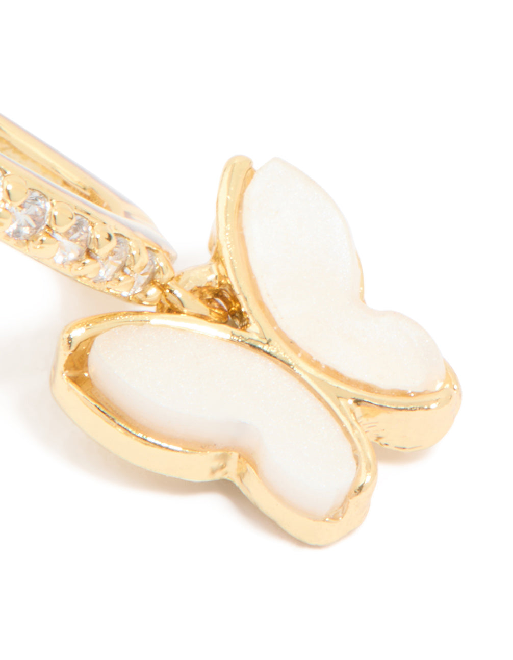 Gold Plated Cubic Zirconia Inlay Mini Butterfly Huggie Earrings
