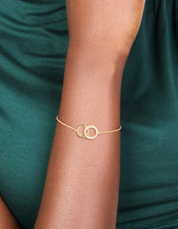Gold Plated Cubic Zirconia Linked Circle Bracelet - link has visual effect only