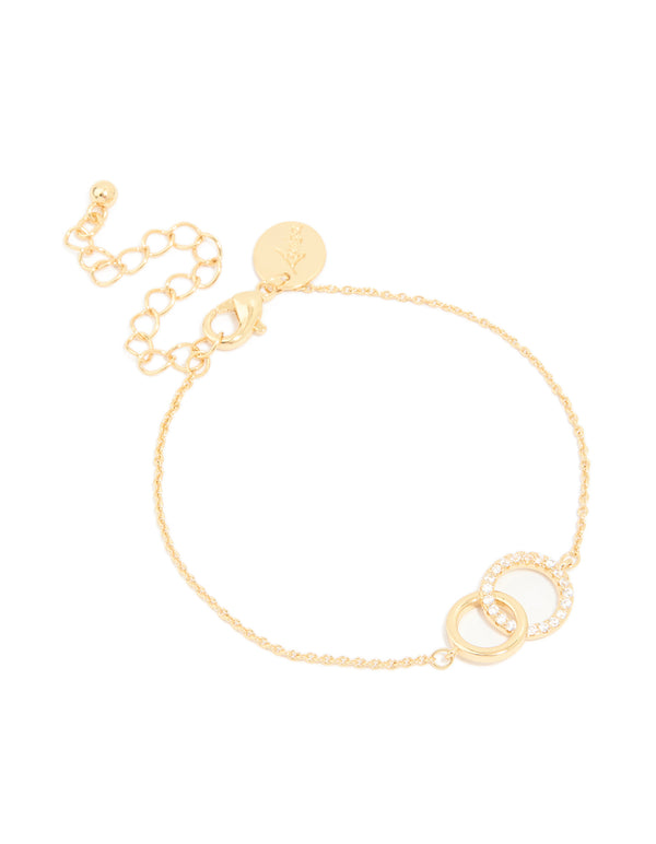 Gold Plated Cubic Zirconia Linked Circle Bracelet