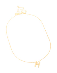 Gold Plated Bubble Letter H Necklace - link has visual effect only