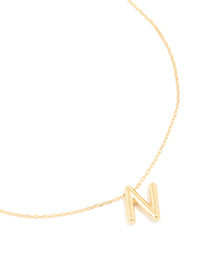 Gold Plated Bubble Letter N Necklace - link has visual effect only