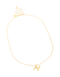 Gold Plated Bubble Letter N Necklace - link has visual effect only