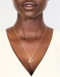 Gold Plated Bubble Letter V Necklace - link has visual effect only