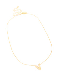 Gold Plated Bubble Letter V Necklace - link has visual effect only