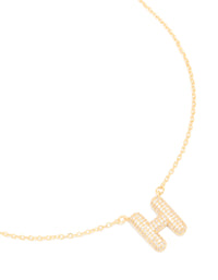 Gold Plated Cubic Zirconia Pave Letter H Necklace - link has visual effect only
