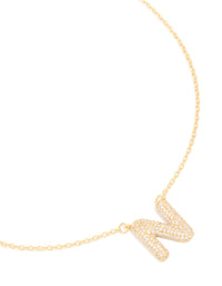 Gold Plated Cubic Zirconia Pave Letter N Necklace - link has visual effect only