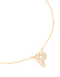 Gold Plated Cubic Zirconia Pave Letter P Necklace - link has visual effect only