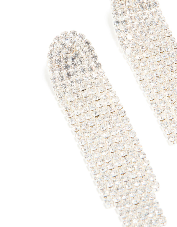 Silver Diamante Fringe Drop Earrings