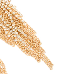 Gold Diamante Chain Fringe Earrings - link has visual effect only