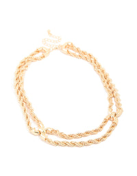 Gold Twisted Chain Layered Necklace - link has visual effect only