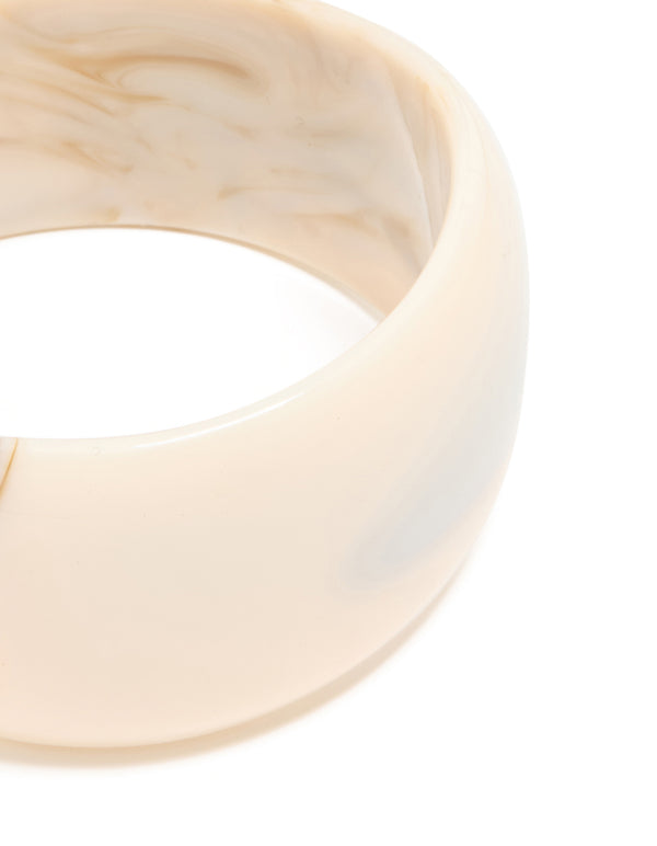 Cream Marbled Acrylic Large Bangle