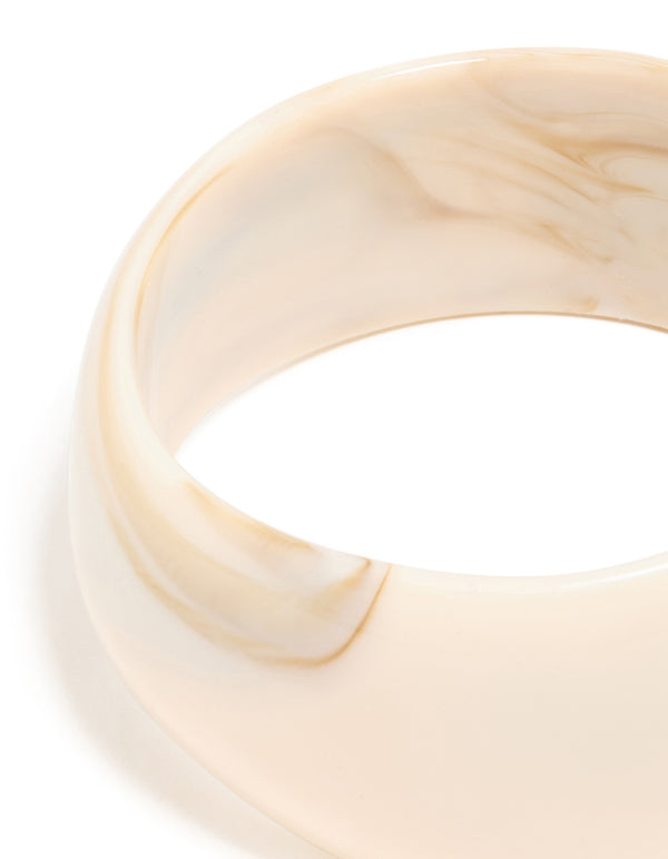 Cream Marbled Acrylic Large Bangle