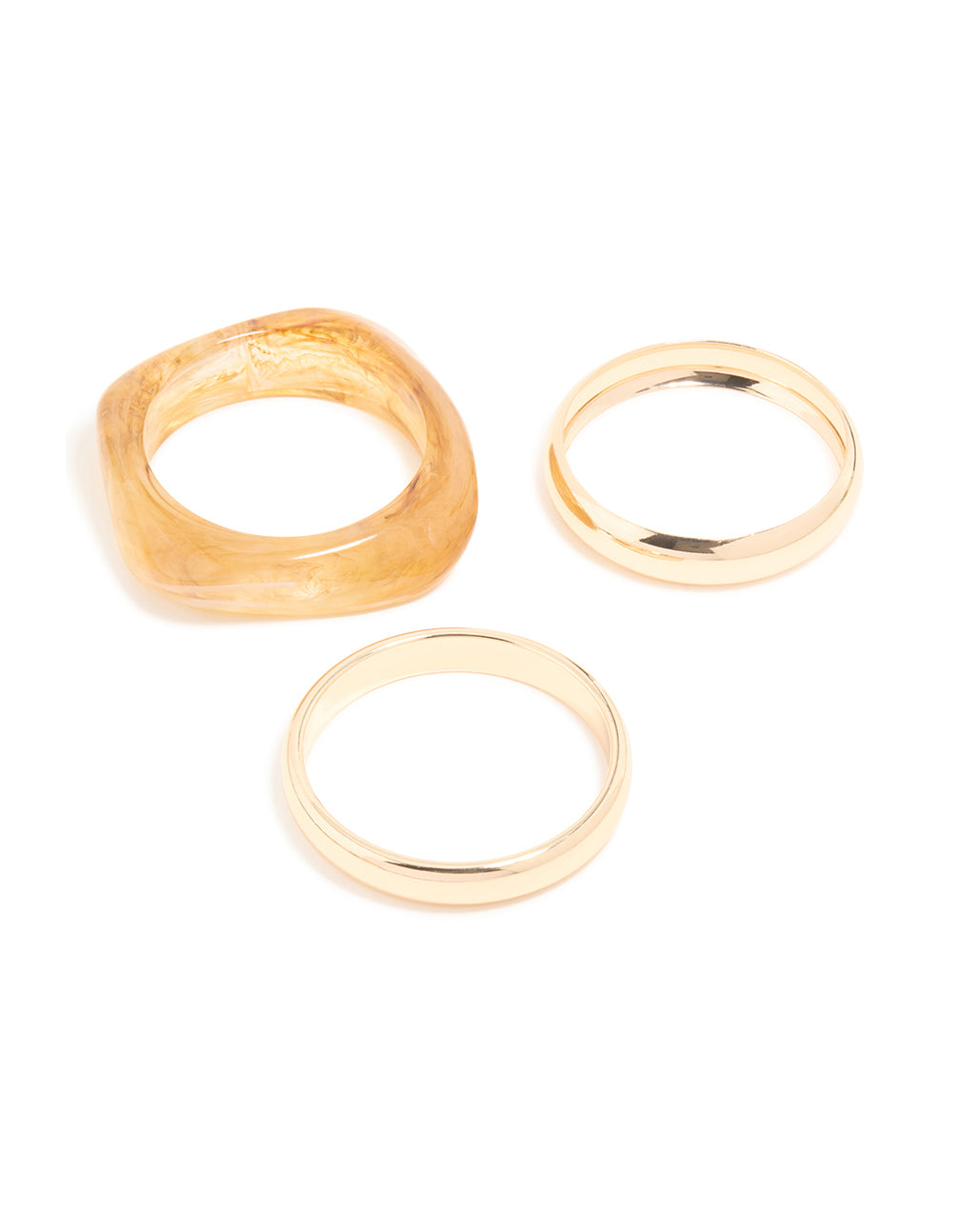 Gold & Neutral Acrylic Large Bangles 3-Pack