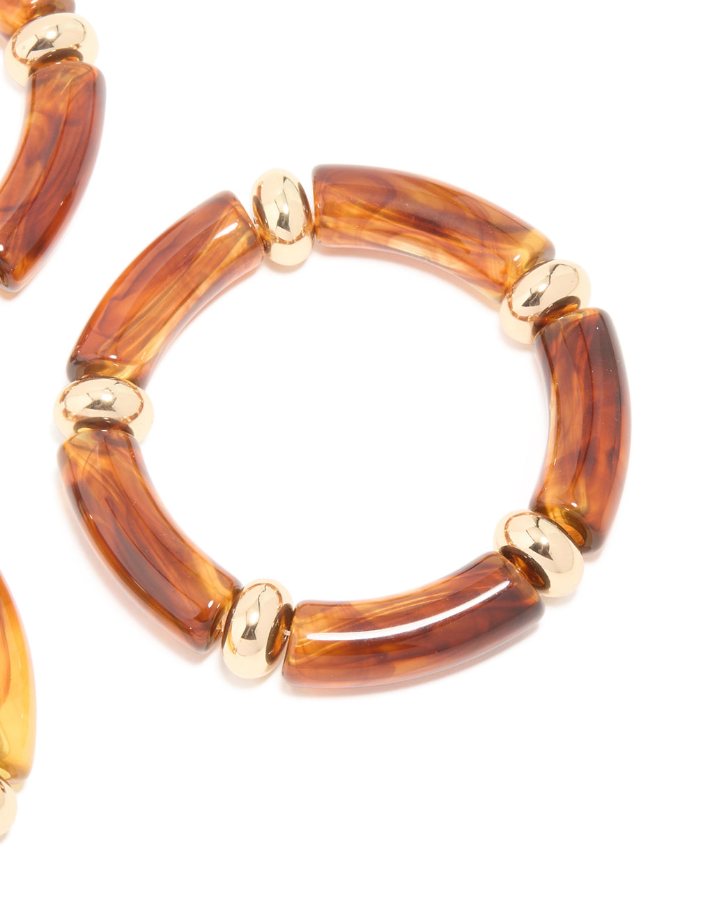 Brown Gold & Acrylic Stretch Bracelets 3-Pack