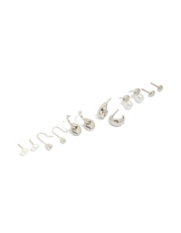 Silver Pearl & Multi Orb Stud Earrings 6-Pack - link has visual effect only