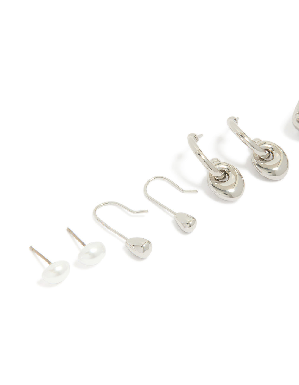 Silver Pearl & Multi Orb Stud Earrings 6-Pack