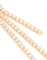 Gold Cubic Zirconia Flower Cup Chain Drop Earrings - link has visual effect only