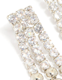 Silver Cubic Zirconia Half Cup Chain Drop Earrings - link has visual effect only