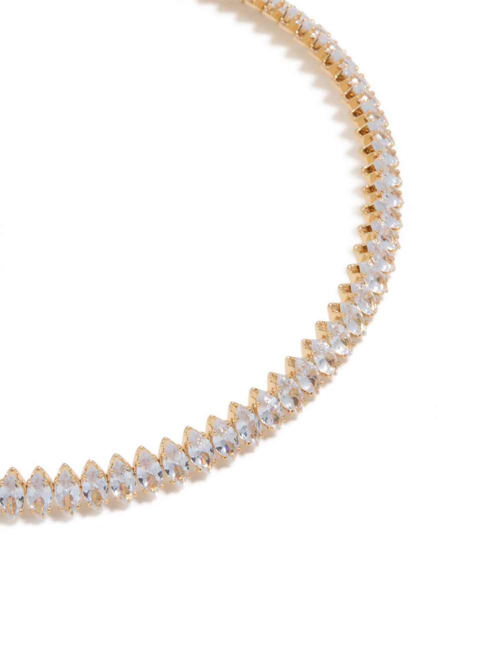 Elegant gold cubic zirconia choker necklace close up view
